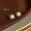 Pendientes de Botón de Lujo de Estilo Francés Vintage, Elegantes y Versátiles, Chapados en Plata con Diseño Elaborado, Pendientes de Declaración Hechos de Fábrica