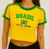 Camiseta de Manga Corta de Verano para Mujer 2026 Amazon Aliexpress Brasil Camiseta de Manga Corta Mundial Y2K Mayoreo