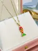 Série Verão Oceano Europeu e Americano Colar de Peixes Coloridos Corrente de Clavícula Peixe Dourado Moda Personalizada Ouro Eletrodepositado a Vácuo