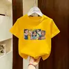 Roupas de verão 2026 novo modelo para crianças e pré-adolescentes, roupas de verão infantis, camiseta estampada de manga curta para meninos, blusa de algodão puro para meninos, camiseta da moda