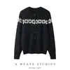 Cardigan de Cashmere Fair Isle Floco de Neve 2026 Versátil Slim-Fit Malha Camada Base Roupa de Cashmere