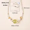 Pingente de bola de cristal de citrino amarelo natural e água-marinha, corrente de clavícula com contas de cristal, colar ajustável, corrente para suéter atacado