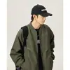 Chaqueta de Béisbol de Color Sólido de Marca de Moda para Hombre Primavera y Otoño 2025 con Diseño de Pliegues Estructurados, Abrigo de Aviador Estilo Americano