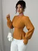 Camisa de Manga Longa Europeia e Americana de Moda Europeia e Americana com Ajuste na Cintura 2026 Nova Estação Independente da Amazon Exportação Camisa Pulôver Roupa Feminina