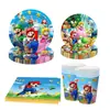 Platos de Papel para Fiesta de Cumpleaños de Mario, Servilletas de Papel, Manteles, Set de Fiesta Temática de Juegos de Mario Más Vendido en Amazon