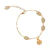 Pulseira com Caractere Fu Design Feminina Sansheng I Natural Hotan Retrô Sensação de Alto Padrão ins Melhor Amigo do Casal
