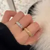Anillo de Espiga de Trigo Brillante Estilo Vintage con Diamantes para Mujer, Anillo de Banda Ancha con Acabado Cepillado Retro, Anillo de Espiga de Trigo en Stock