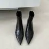 Botines de tacón alto de cuero suave negros para mujer, con tacón fino y punta fina, botas versátiles y chic estilo francés 2025 para el trabajo