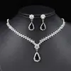 Collar y Pendientes de Dos Piezas con Colgante de Gota de Agua de Pedrería Simple Europeo y Americano Cadena de Garra Accesorios para Vestido de Boda Fiesta