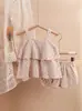 Conjunto de Falda con Tirantes Florales para Bebé Niña Primavera y Verano Algodón Doble Capa Gasa Transpirable Lindo Niña Hogar Conjunto de Dos Piezas