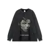 Camisetas de Manga Corta Estampadas Hip-Hop Estilo Vintage Americano para Hombres y Mujeres Marca de Moda Ins Lavadas y Desgastadas Tops de Cuello Pequeño