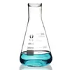 Frasco Erlenmeyer de Vidro com Rolha Frasco Triangular Vidraria de Laboratório Químico Instrumento de Ensino Equipamento Alto Borossilicato