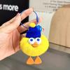 Lindo llavero de coche con colgante de pato de piel de conejo Rex, muñeco de peluche, pequeña bola de carbón, bolso colgante