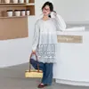 Conjunto de Primavera y Otoño para Niñas 2026 Nuevo Vestido Camisa Largo Estilo Coreano Dulce para Niñas Mayores Combinado con Jeans