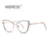 Gafas anti luz azul de alta textura 3153 oro TR mezcla y combina montura ojo de gato estilo europeo y americano chica dulce blanco espejo plano marea