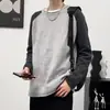 Novo suéter grosso casual estilo coreano para outono e inverno, marca da moda, malha color block de manga raglan solta, para homens e mulheres