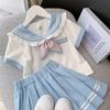 Conjunto de Falda Estilo Preppy para Niñas Verano Conjunto JK para Niños 2023 Nueva Moda Camisa para Niña Falda Plisada Conjunto de Dos Piezas