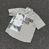 Camisa de Manga Corta con Estampado de Personaje Oscuro, Marca de Tendencia Estilo Americano, para Hombre, Fresca de Verano, Diseño Holgado a Cuadros