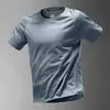 Camiseta de Secagem Rápida Masculina Seda de Gelo Verão Fina Esportiva Manga Curta Solta Roupas Fitness Treinamento Roupas de Corrida Novos Tops