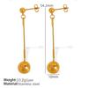 Pendientes de moda con colgante de cuentas redondas chapadas en oro de acero de titanio de estilo retro europeo y americano, collar y pulsera de gran sentido.