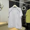 Camiseta de verão unissex funcional estilo montanha com proteção solar, patchwork de cores contrastantes estampado, manga curta, gola careca, para esportes de ciclismo ao ar livre