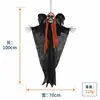 Decoración de Halloween: calavera de pelo naranja, fantasma colgante, murciélago, túnica de gasa negra, parca colgante, pequeño fantasma, casa embrujada, decoración de sala de escape