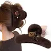 Grampo de Cabelo de Urso de Pelúcia Outono e Inverno para Mulheres, Presilha Grande Fofa para Penteados no Topo da Cabeça, Acessório de Cabelo Presilha Tubarão