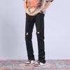 Jeans Masculino Verão 2025 Novo Estilo Lavado Rasgado Zíper Lateral Calça Casual Masculina Fina Slim Reta Longa
