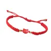 Pulsera Tejida con Nudo Plano de Gato sin Rostro, Pulsera de Hilo Rojo para el Año del Gato, Pulsera Transfronteriza Ajustable Versátil para Parejas al por Mayor