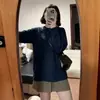 Camiseta Básica de Algodón Puro de Manga Larga para Mujer, Primavera y Otoño 2026 Nuevo Estilo Coreano Versátil Hombro Caído Holgado Bf Perezoso Top Tendencia