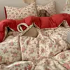 Juego de Ropa de Cama de Algodón Grado Madre y Bebé Clase A de Cuatro Piezas Sábana de Cama 100% Algodón Funda Nórdica Funda de Almohada Faldón de Cama Juego de Tres Piezas para Dormitorio de Estudiante 4