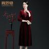 Vestido de terciopelo para madre de la novia Chen Miaoyan primavera y otoño nuevo de alta gama vestido de novia para suegra fabricantes venta al por mayor