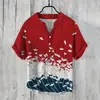 Camisa POLO de Lino para Hombre Más Vendida en el Sudeste Asiático Camisa Hawaiana de Punto Medio de 3 Botones Estilo Japonés Estilo Harajuku Estilo Holgado