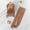 Pijama de Modal para Mujer, Conjunto de Ropa de Casa Acanalada, Ropa Casual para el Hogar, Copas Integradas, Pantalones de Manga Larga, Cómodo y Relajado