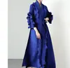 Vestido plisado Miyake 2026 Estilo de moda europeo y americano Ajustado Manga larga con volantes Alta elasticidad Otoño temprano