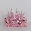 Arreglo floral de piso para boda, decoración de fila de flores rosas, flores de boda, flores artificiales, decoración de pasillo, ambientación, arte floral de escenario T