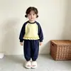 Dulce Conjunto Infantil: Moda Primavera y Otoño: Sudadera de Encaje a la Moda y Pantalones Jogger de Color Sólido Lindos, Conjunto de Dos Piezas Holgado