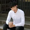 Camisa Branca Masculina Manga Longa Slim Fit Business Padrinho Tamanho Grande Camisa de Terno Preto Trabalho Profissional Camisa Social Masculina