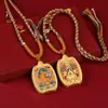Pilar de Dragón Thangka de Doble Cara Semi-Pintado a Mano Adornado con Oro Zorro Tara Verde Cinco Señores Ocho Grandes Deidades Guardianas Colgante de Collar Thangka