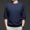 Venda Direta de Fábrica Cor Sólida Tendência Moletom Masculino Roupa de Trabalho Estampada Inverno Gola Redonda Pulôver Camiseta Publicitária Estampa de Logo