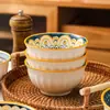 Conjunto de Louça Estilo Nórdico Tigela de Arroz Tigela Pequena Tigela Cerâmica Estilo Japonês Doméstica Tigela Cerâmica para Macarrão Instantâneo Alto Valor Estético Conjunto de Tigelas e Pratos Modernos