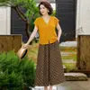 Atuendo de Verano 2026 para Madre: Blusa Adelgazante y Elegante, Conjunto de Dos Piezas Moderno y Rejuvenecedor para Mujeres de Mediana Edad y Mayores con Pantalones de Pierna Ancha