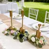 Guirnalda de Candelabro de Eucalipto Rosa 98 Simulada Decoración de Mesa Adornos de Escritorio Guirnalda Tejida a Mano con Velas