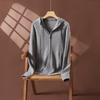 Explosões Transfronteiriças Cor Sólida Zíper Duplo Com Capuz Cardigã de Tricô Feminino Cashmere Top Outerwear Cor Sólida Simples Lã Camisa Outer