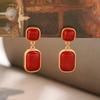 Pendientes de estilo nacional de lujo, ligeros y de alta gama, con aguja de plata 925 y piedra natural roja del sur, estilo retro francés.