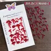 Arte de Unhas Vermelhas de Ano Novo com Decorações de Laço Esculpido Suave Perolado, Gravata Borboleta de Fita, Fita Estilo Celebridade da Internet, Cores Misturadas Brancas Semelhantes à Seda