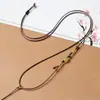 Colar Cordão de Couro Wax Cordão com Botão Étnico Chinês Estilo Retrô Cordão para Pingente Simples Versátil Unissex Cordão para Pendurar Ajustável