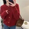 Cárdigan Rojo para Mujer, Estilo Popular Nuevo Otoño e Invierno 2026, Estilo Relajado, Top de Punto de Alta Gama