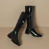 Nuevas Botas Largas Negras para Mujer 2025, Botas Elásticas Ajustadas de Tacón Alto y Grueso, Botas de Caballero por Encima de la Rodilla para Mujer