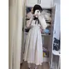 Em Estoque Vestido Japonês Doce de Renda Primeiro Amor com Capa de Renda Elegante Saia Patchwork com Laço e Temperamento
